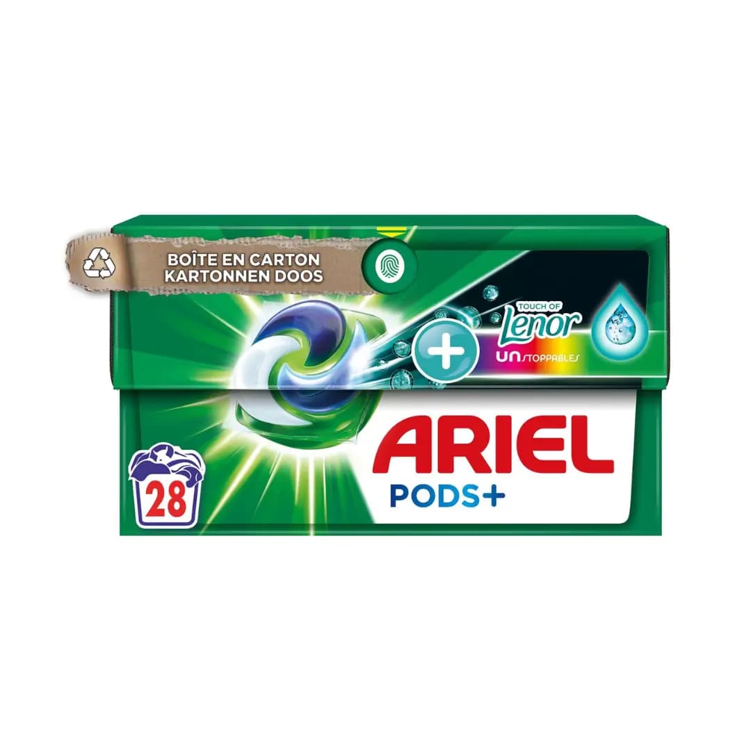 Ariel Wasmiddel Pods + Touch of Lenor Unstoppables – 28 stuks