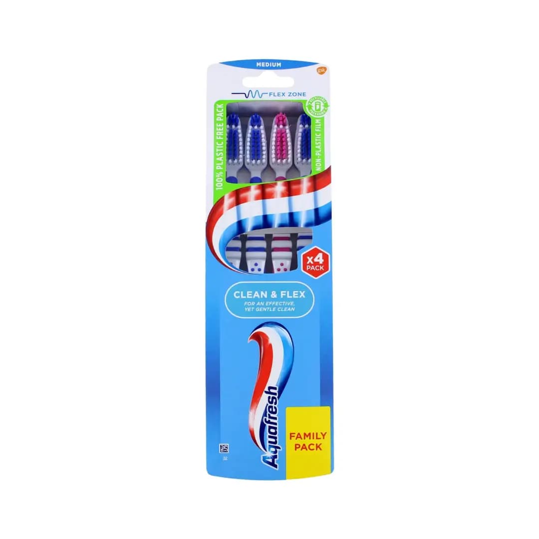 Aquafresh Tandenborstel Clean & Flex Medium – 4 stuks
