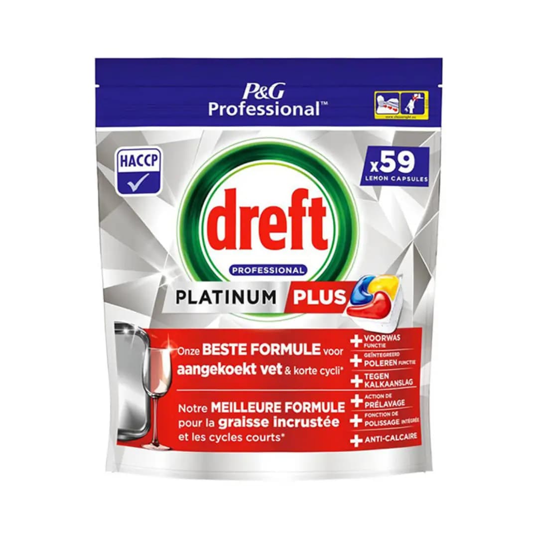 Dreft Professional Platinum+ Regular – Vaatwastabletten 59 stuks