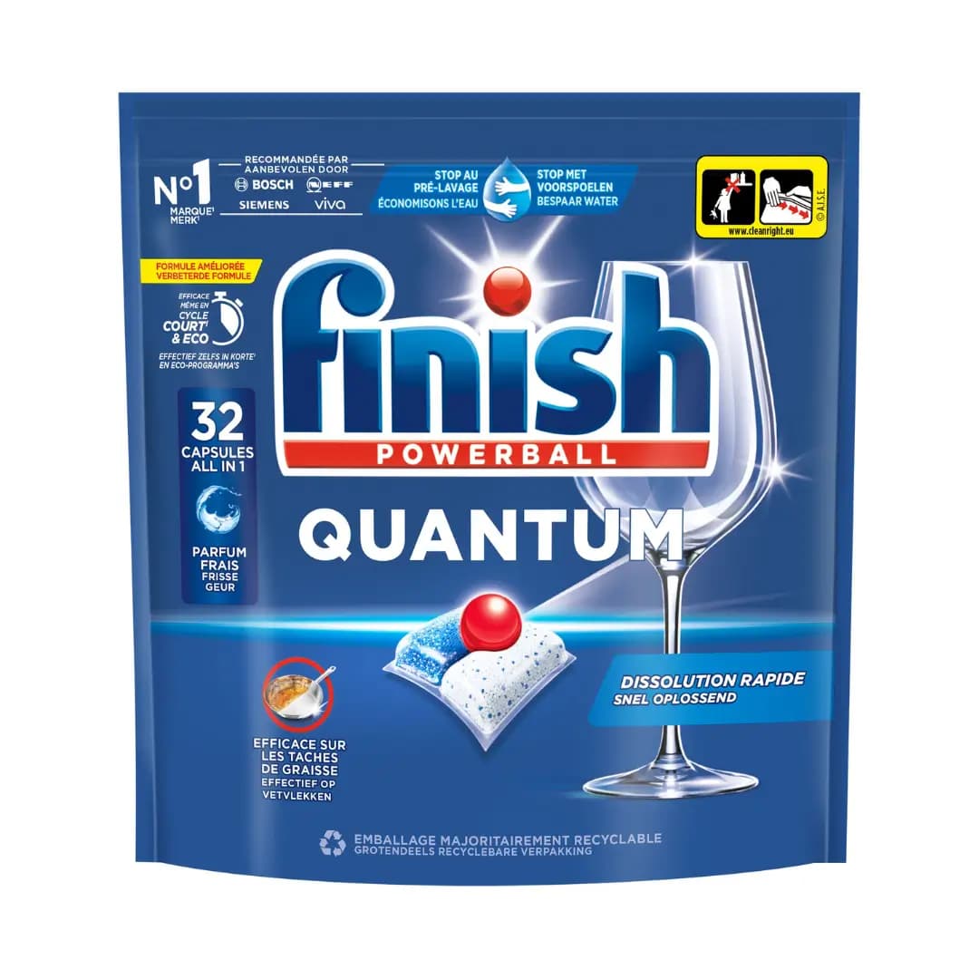 Finish Vaatwastabletten Powerball Quantum – 32 Stuks