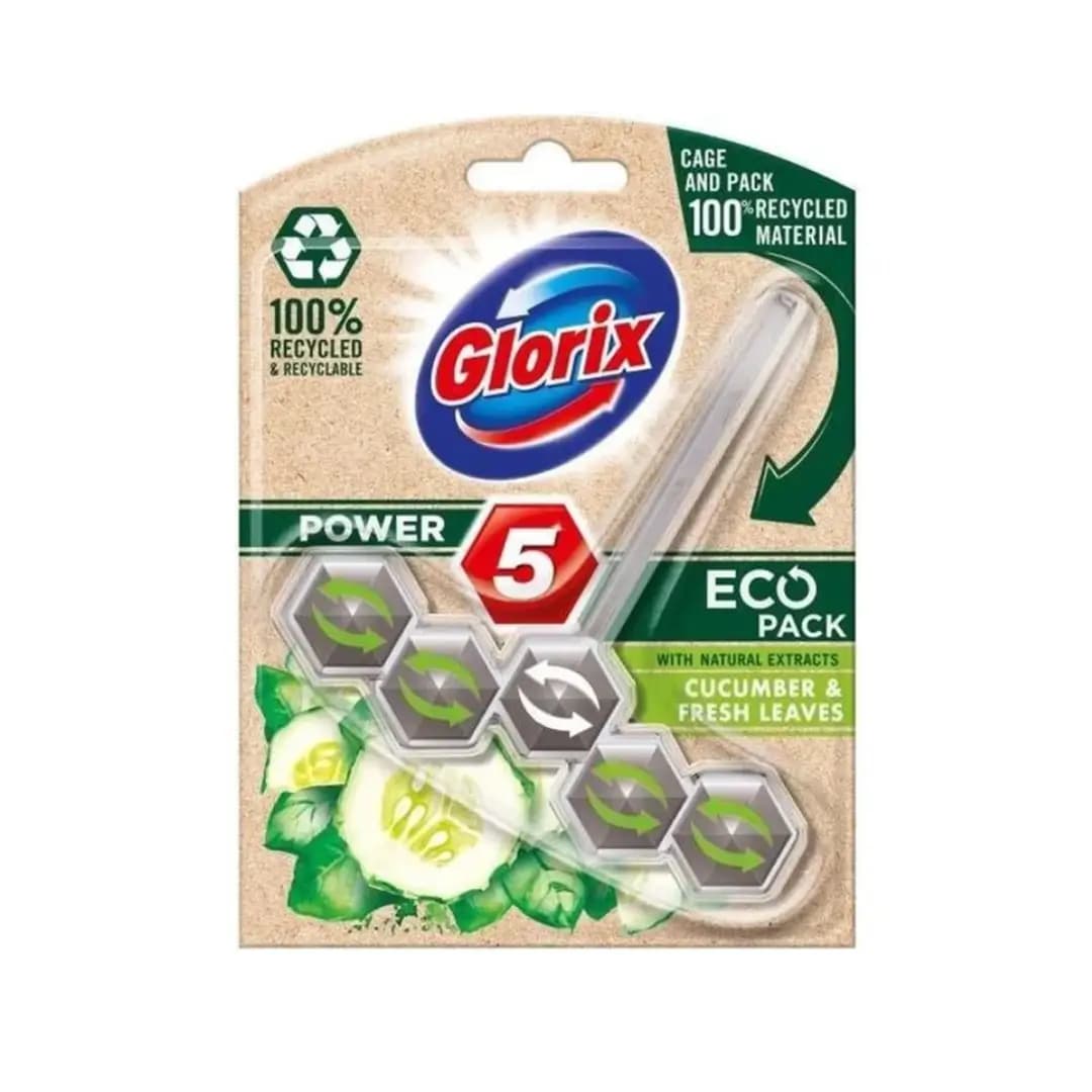 Glorix Toiletblok Power 5 Cucumber & Fresh Leaves – 55 gram