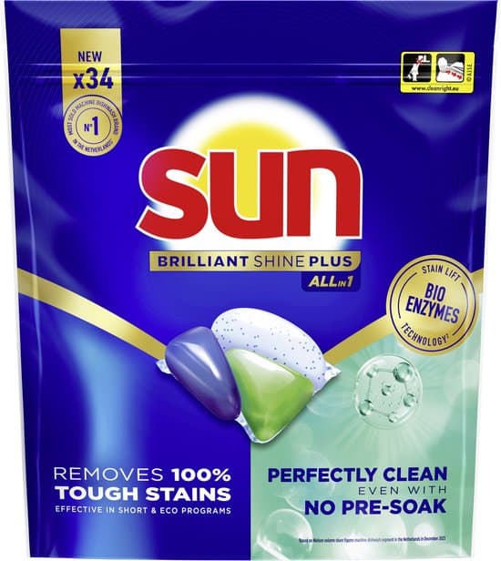 Sun Vaatwastabletten Briliant shine All-in 1 34 stuks