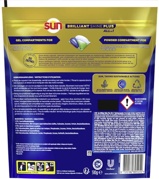 Sun Vaatwastabletten Briliant shine All-in 1 34 stuks 2