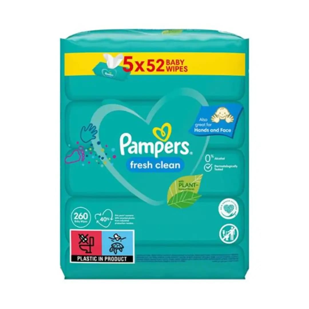 Pampers Babydoekjes Fresh Clean – 5 × 52 stuks